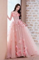 Gaun Pesta Putri Quinceañera Petal untuk Gadis 15 Tahun 17 Tahun, Gaun Prom Pink Bunga 3D Buatan Tangan, Vestido De Festival, Pesta Prom Mewah