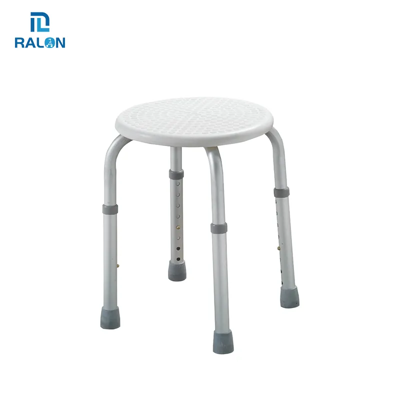 Ralon cadeira ajustável para banheiro, equipamento médico de alumínio com altura ajustável para chuveiro, cadeiras redondas para idosos