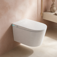WC intelligent suspendu avec bidet intégré, sans bride, chasse automatique, siège chauffant, jet d'eau chaude, séchage à l'air, pour salle de bain