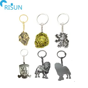 批发金属狮子钥匙扣定制标志印刷动物头狮子钥匙扣3D钥匙扣软硬搪瓷钥匙扣促销