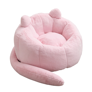<b>Inflatable</b> Film-Encased Kitten Shaped Solo User Fluffy Micro Fleece Cloth Comfy Couch Lazy Ottoman Eco-Friendly Vacuum - Product Image 5