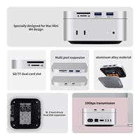 Station d'accueil multiport en aluminium pour Mac Mini M4, extension de hub pour configuration de bureau Mac Studio