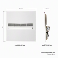 Keuken Badkamer Vierkante 600x600mm Plafondventilator LED Licht 25W Laag Geluidsniveau Stille Inbouw Elektrische Afzuigventilator