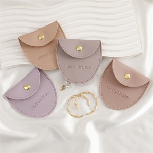 PUPPYSEW 8*8cm PU <b>Leather</b> Jewelry Pouch Bag Handmade Ring <b>Bracelet</b> Necklace Packing Bag Jewelry <b>Leather</b> Pouch Bag With Logo - Product Image 3