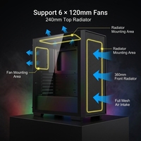 JNP ATX Mid Tower Computer Gaming Power Supply Case Cooling PC Fan Water Cooler System Gamer Metal Cpu Cases & Towers