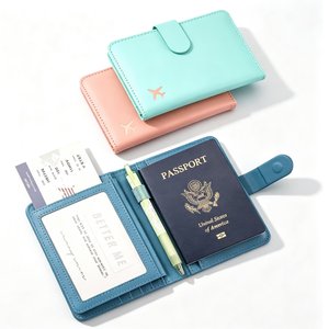 Cartera de Viaje de Cuero PU Personalizada con Protección RFID, Diseño Ligero para Avión, Funda para Pasaporte, Porta Tarjetas, Logotipo Personalizado para Viajes Aéreos - Product Image 1