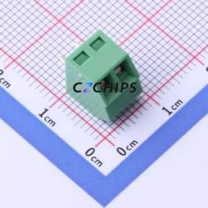 DB127S-3.5-2P-GN-S Screw Terminal Block P=3.5mm Connector ( Construction: 1x2P )( Pitch: 3.5mm )( Color: Green ) - Product Image 1
