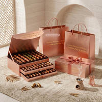 Boîte cadeau personnalisée avec estampage à chaud en or, boîte cadeau magnétique personnalisée pour baklava, boîte cadeau personnalisée avec date, boîte cadeau à deux étages