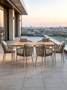 Nordic Rope Rattan aluminum Waterproof Dinning <b>Chair</b> Patio Restaurant Aluminium <b>Stackable</b> Outdoor <b>Dining</b> <b>Chair</b> for Garden hotel - Product Image 1