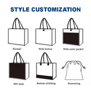 حقائب تسوق كبيرة قابلة لإعادة الاستخدام مصنوعة من الخيش الطبيعي مع طباعة شعار مخصص بالجملة، حقيبة حمل من الجوت للهدايا والترويج - Product Image 4