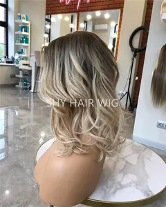 Pre Plucked Glueless 90% Same 14 Inch Ash Blonde Highlight Human Hair HD Lace Front Wig With Baby Hair