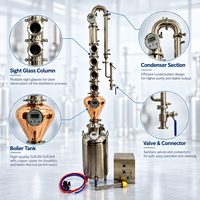 Alambic électrique 100L en cuivre avec dôme, jauge de niveau, colonne et affichage numérique de la température pour la distillation de whisky et de vodka