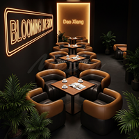 Combinaison de table et de chaises de banquet rembourrées pour usage commercial et mobilier de loisirs rétro pour restaurant musical