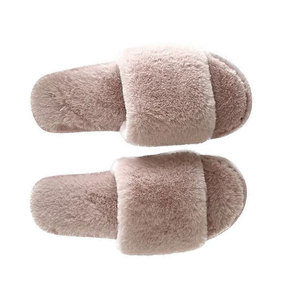 Da donna di bell'aspetto punta aperta inverno soffice moda per ciabatte da interno esterno con una cinghia Slip-On morbida e calda con pelliccia pelosa - Product Image 1