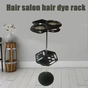 Carrito de Doble Capa para Tintes de Salón, de Acero Inoxidable Negro, Duradero y Elegante, Equipo para Teñir el Cabello en Salones de Belleza - Product Image 1