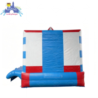 Lilytoys Château gonflable commercial rayé avec enclos en filet, structure de jeu en PVC de 0,55 mm pour événements
