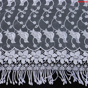 Precio al por mayor patrón de pájaro pequeño encaje de tul 3D bordado Floral borla tela de encaje con perla de lentejuelas personalizada - Product Image 1