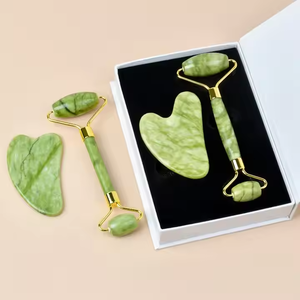 Uuyp Chất Lượng Cao Tự Nhiên Màu Xanh Lá Cây Ngọc Trên Khuôn Mặt Con Lăn Gua SHA Thiết Lập Tùy Chỉnh Giá Rẻ Bán Buôn-Cho Làm Trắng Quà Tặng - Product Image 4