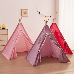 Vente en gros de <span class=keywords><strong>tipi</strong></span> d'intérieur en tissu jaune pour tout-petits enfants jouet blanc pour salle de jeux - Product Image 5