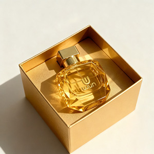 Flacon de parfum en verre vide personnalisé, peinture couleur sur mesure, luxe, unique, <span class=keywords><strong>irrégulier</strong></span>, 30ml 50ml 100ml, avec couvercle doré et boîte - Product Image 6