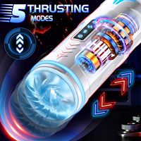 Vibrateur pénien électrique à mouvement de poussée avec lumières clignotantes, jouet sexuel masculin, masturbateur automatique pour hommes avec fonction de stimulation vaginale de poche