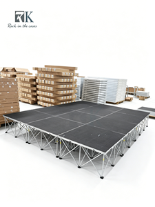 Ply Wood Panel Aluminum <b>Stage</b> <b>Platform</b> With White Skirt Foldable Outdoor Concert Use - Product Image 1