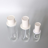Botol kaca bulat lurus Matte bening 30/40/50 ml untuk kemasan Toner Gel/60/80/100 ml botol emulsi kaca
