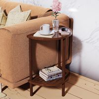 Table basse en bambou à double niveau avec rangement et présentoir, table d'appoint moderne, table à thé pour la maison et l'extérieur