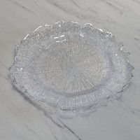 Assiettes de présentation transparentes de 13 pouces motif tournesol, avec bordure or et argent, pour décoration de table de mariage et d'hôtel