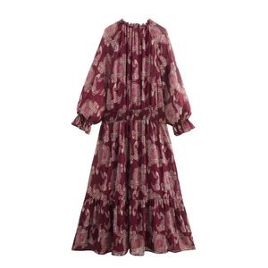 SHENZHU 2025 Nuova Collezione Primavera Abito Lungo alla <span class=keywords><strong>Moda</strong></span> con Stampa a Righe Metallizzate e Maniche Lunghe 2509162 - Product Image 2