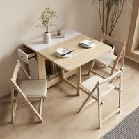 Ensemble table et chaises pliantes multifonctionnelles en bambou, idéal pour les petits appartements, usage domestique, extensible avec roulettes