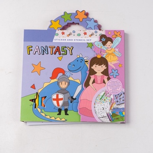 Ensemble d'autocollants et de pochoirs imprimés sur mesure, <span class=keywords><strong>livre</strong></span> de coloriage inclus, jouet de peinture interactif pour enfants pour un jeu créatif - Product Image 1