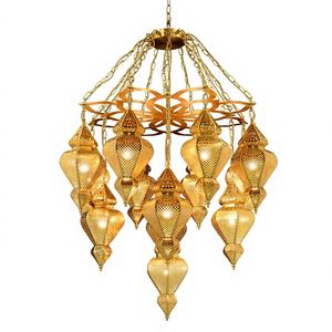 Lustre de style thaïlandais d'Asie du Sud-Est en fer doré, style ethnique <span class=keywords><strong>marocain</strong></span>, pour restaurant, hôtel, club, <span class=keywords><strong>salon</strong></span> de beauté, luminaires - Product Image 1