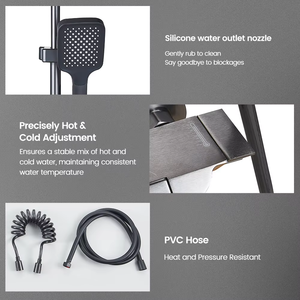 SANIVITAL Set <span class=keywords><strong>Doccia</strong></span> Completo da Bagno a Parete <span class=keywords><strong>con</strong></span> Miscelatore Acqua Calda e Fredda, Soffione a Pioggia e Cascata - Product Image 3