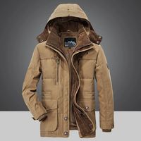 Veste matelassée en polaire coupe-vent pour homme, taille plus, parka décontractée, manteau thermique épais, capuche, logo sur le devant, doublure en coton, col mandarin