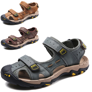 Sandales de plage en caoutchouc pour hommes, sports d'extérieur, bout fermé, cuir de vachette, OEM, pour hommes - Product Image 1