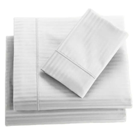 Ensemble de literie pour hôtel et hôpital en gros, tissu satiné rayé en polycoton 50/50, drap de lit respirant, motif sergé tissé