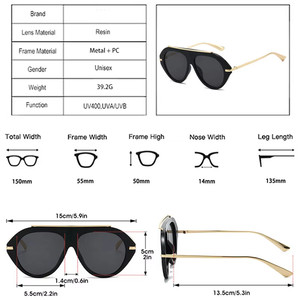 Lunettes de soleil surdimensionnées rétro 2026 avec logo personnalisé, monture large, verres dégradés, protection UV400, style aviateur pour femmes - Product Image 6