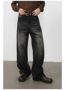 กางเกงยีนส์สีดำสำหรับผู้ชายกางเกงขาบานสีดำแบบลำลองแนวสตรีท - Product Image 3