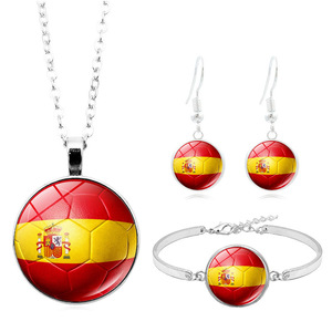 Promotion : Parures de bijoux (collier, bracelet, boucles d'oreilles) à thème Coupe de football et drapeaux internationaux, produits pour supporters de football 2026 - Product Image 5