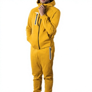 Vêtements de sport décontractés pour la course à pied, la salle de sport, l'automne et l'hiver, streetwear unisexe, à capuche, fermeture éclair, uni, 100% coton, séchage rapide - Product Image 4