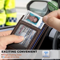 Tarjetero de Diseño de Marca, Delgado y Minimalista, Cartera de Cuero con Protección RFID para Hombre, Cartera Ultra Delgada con Bolsillo Frontal y Ventana para Identificación