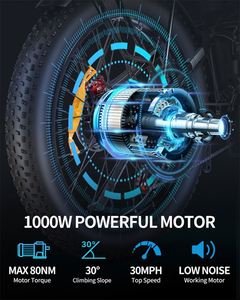 Offre Spéciale VTT électrique pliant de haute qualité de 26 pouces 1000W 20AH/48V avec les meilleurs amateurs de vélo hybride adulte à gros pneus - Product Image 3