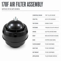 Filtre à air universel à bain d'huile avec préfiltre cyclonique et capuchon champignon pour moteur de motoculteur à essence 170F 173F 177F 178F, fixation par collier à serrage rapide