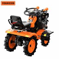 Motocultor de Ruedas Marca YKX, con Motor Diésel, 4 Ruedas, para Preparación de Suelos Agrícolas en Terrenos Montañosos