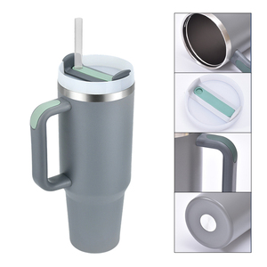 Gobelet isotherme en acier inoxydable 2.0 de 40 oz avec poignée et paille, revêtement en poudre, pour gravure au laser, en stock aux États-Unis, livraison gratuite - Product Image 4