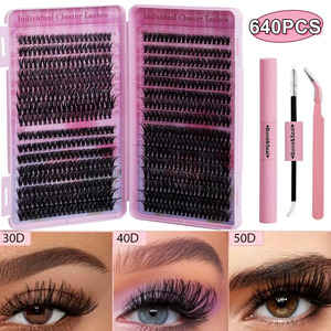 Cils en grappe DIY très demandés 30D 40D 50D Longueurs mixtes Courbure D Volume 3D Effet moelleux <span class=keywords><strong>Livre</strong></span> de cils grande capacité Marque privée - Product Image 2