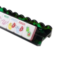 Supports de Mahjong en Acrylique Vert Paon de Luxe Effet Écaille de Tortue avec Poussoirs Magnétiques Détachables à Bord Festonné