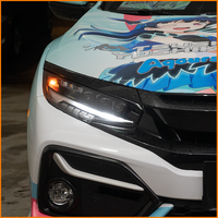 Pour Honda Civic 10ème génération 2016-2021, style RS, phares à LED complets, 4 lentilles, projecteur quadruple, clignotants dynamiques séquentiels, DRL, ensemble de phares noirs