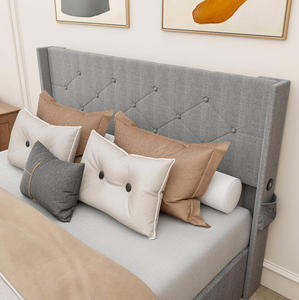 Cadre de lit plateforme réglable King Size avec rangement à vérin à gaz et tête de lit capitonnée moderne à volants, écologique - Product Image 4